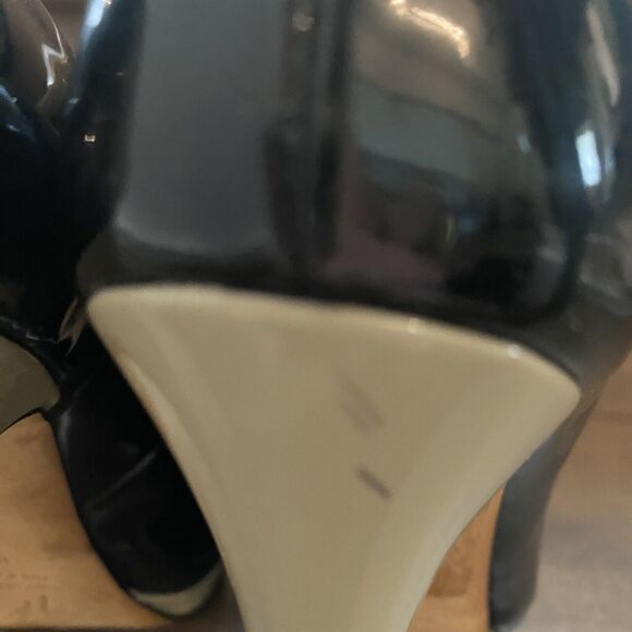 Giuseppe Zanotti Heels Women 36 US 6 Black Tan Patent Leather Peep Toe READ - Picture 15 of 16